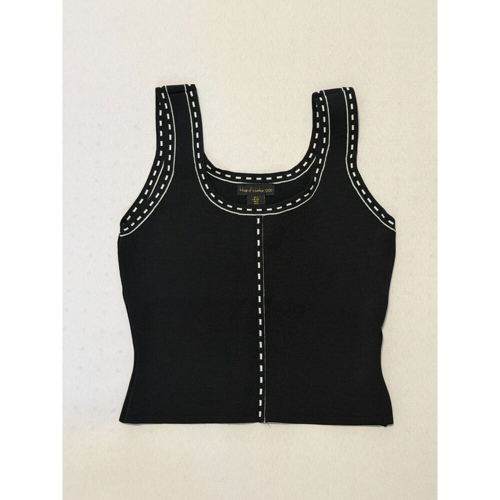 House of Harlow Black Tank Top with White Accents | Size Small